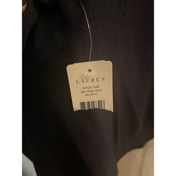 Lauren Ralph Lauren Draped Cardigan Sweater Navy 2X Silk & Cashmere Open Front - Picture 3 of 8